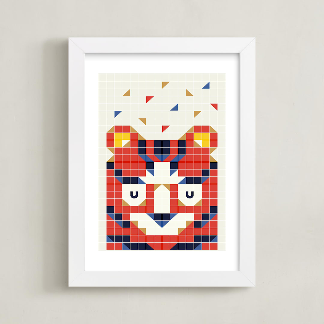 "Tigronometry" - Art Print in Tiger Orange by Masha Zimovich - Framed