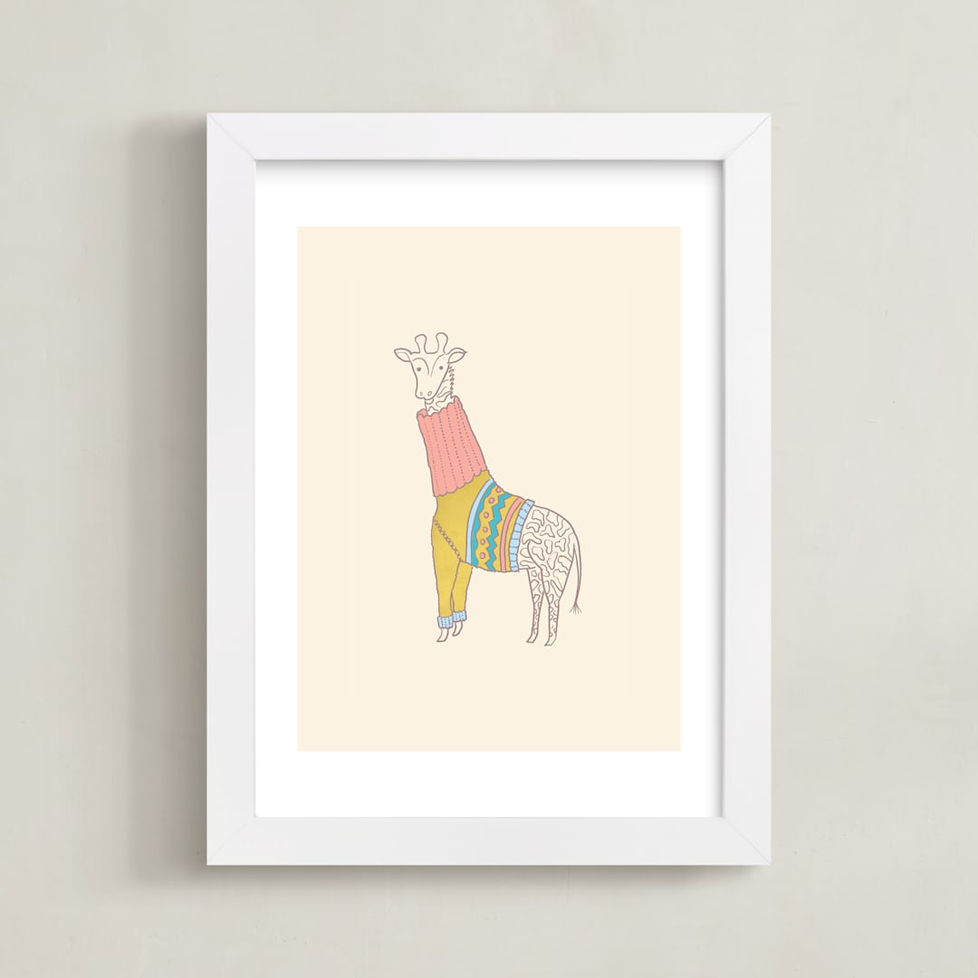 "Fiesta Turtle Neck" - Art Print in Tutti Fruiti by Meg Gleason - Framed