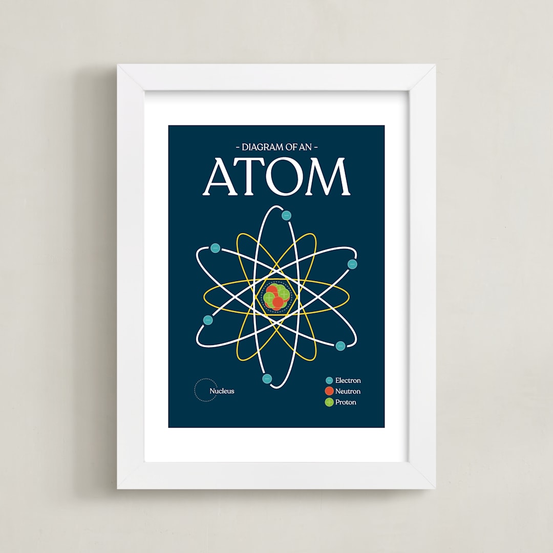 "Atom" - Art Print in Navy by Heather Schertzer - Framed