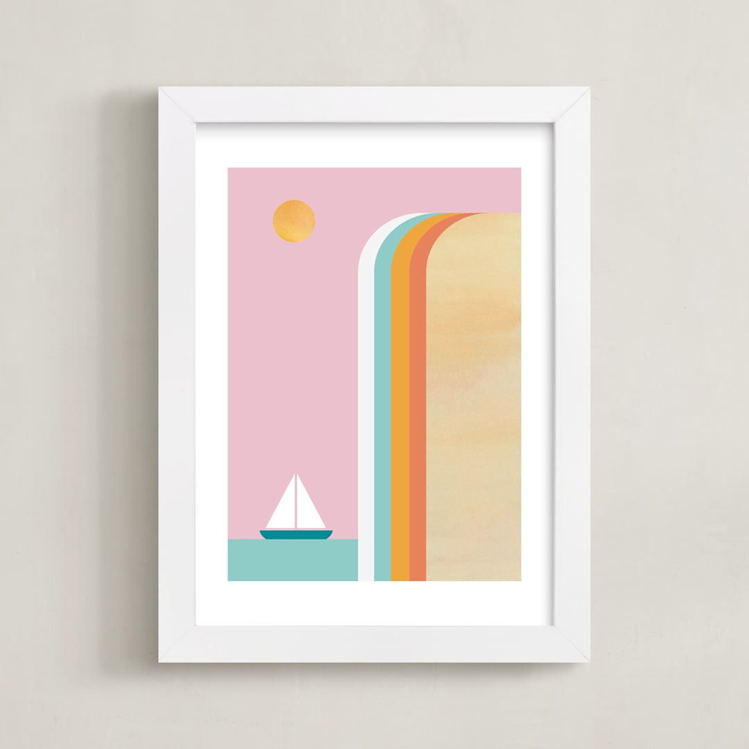 "Smooth Sailin" - Art Print in Pastel Rainbow by sue prue - Framed