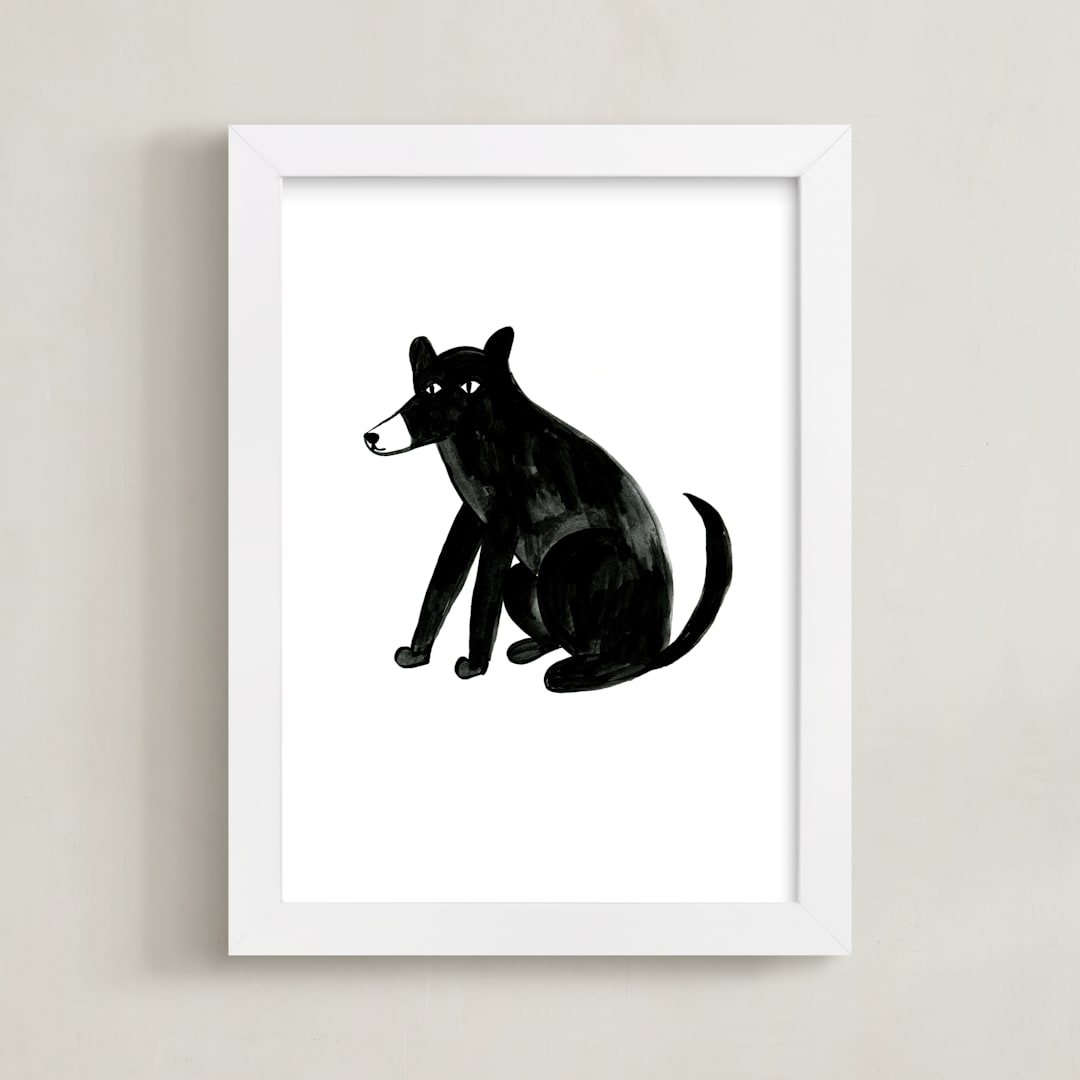"dog" - Art Print in Ink by Alexandra Dzh - Framed