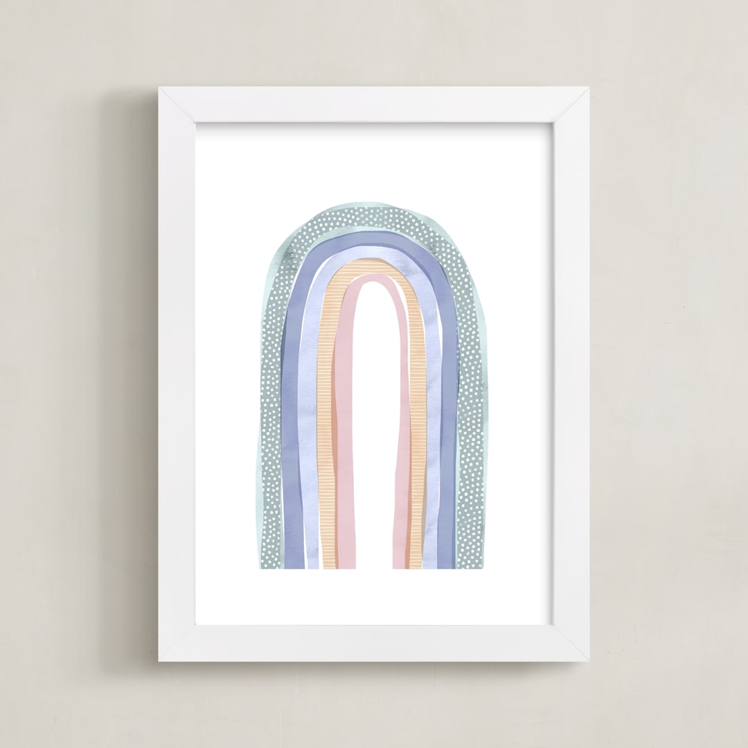 "Multicolor Rainbow" - Art Print in Periwinkle by Emanuela Carratoni - Framed
