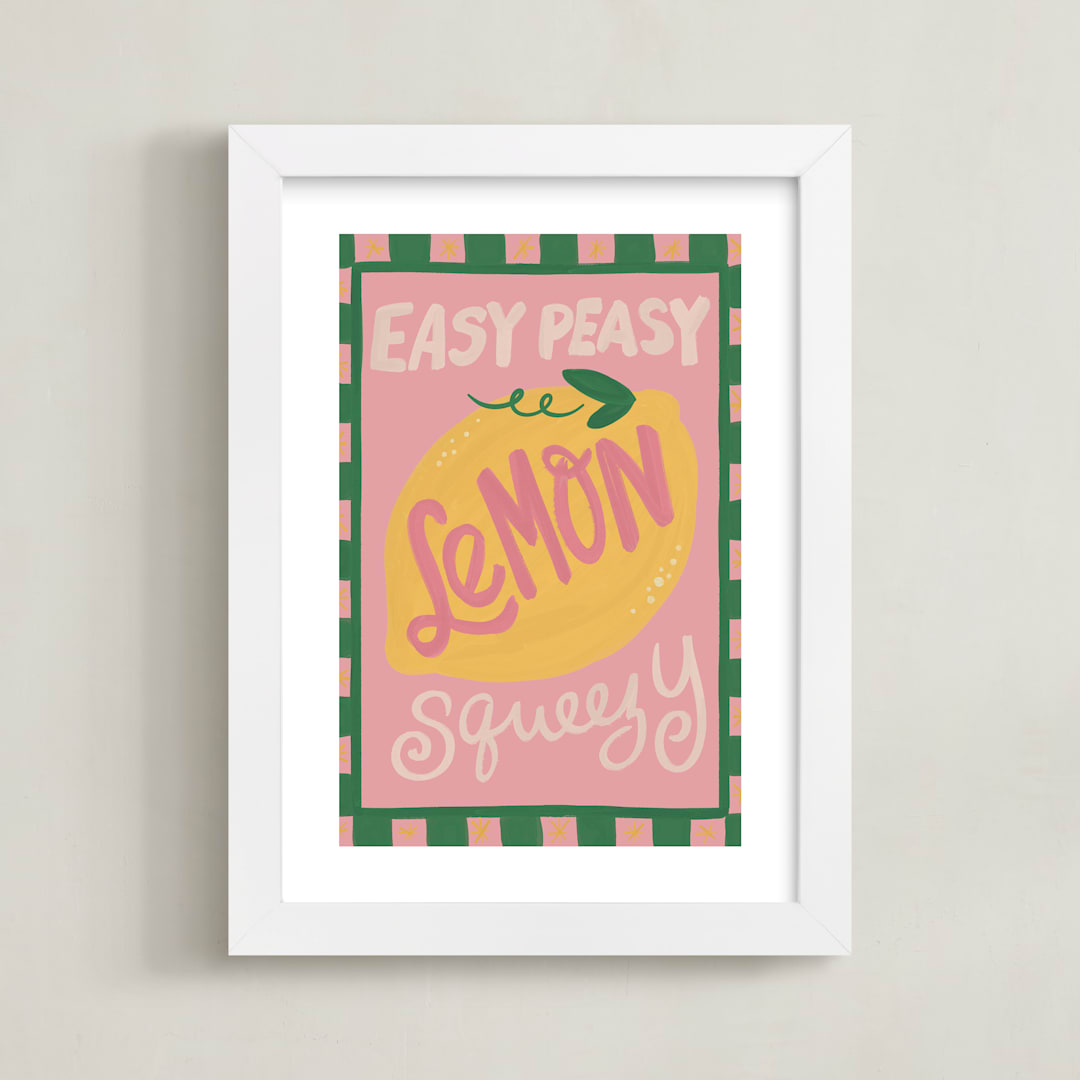 "Piccole Gioie 3" - Art Print in Pink Lemonade by Jenna Holcomb - Framed