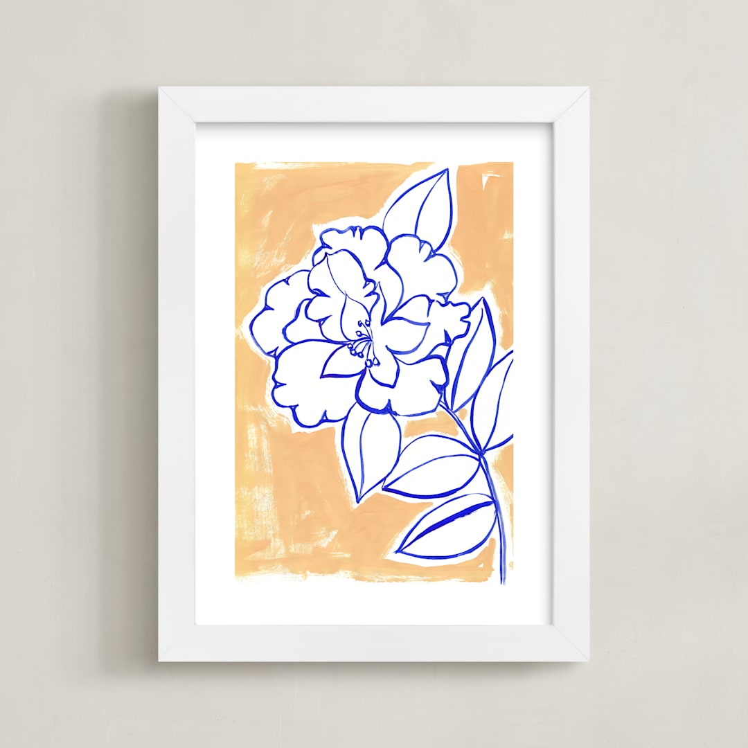 "Lush Botanical Gallery I" - Art Print in Peach by Lise Gulassa - Framed