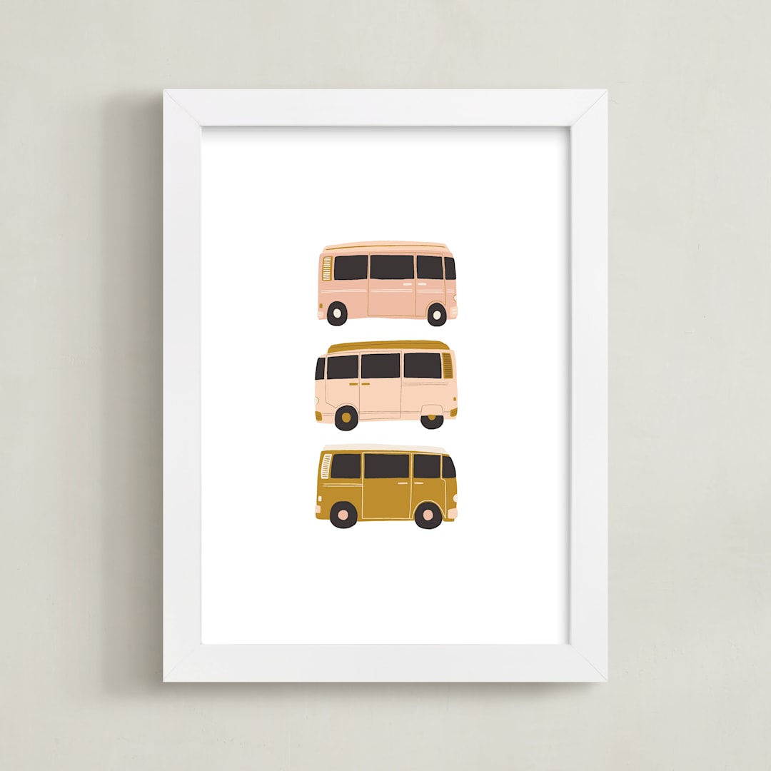 "Vintage Van Crew" - Art Print in Dusty Rose by Alicia Schultz - Framed