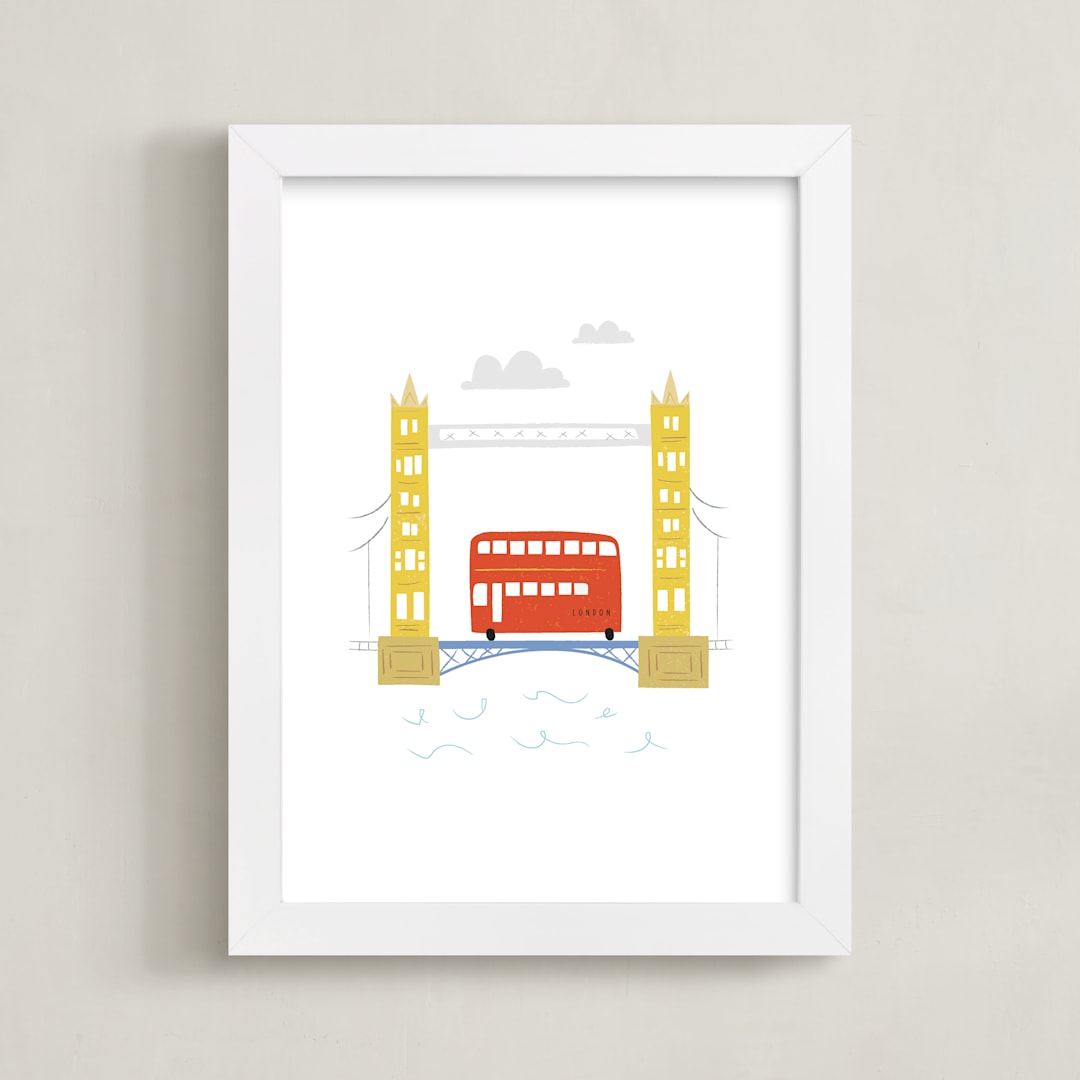 "I Love London" - Art Print in White by Angela Thompson - Framed