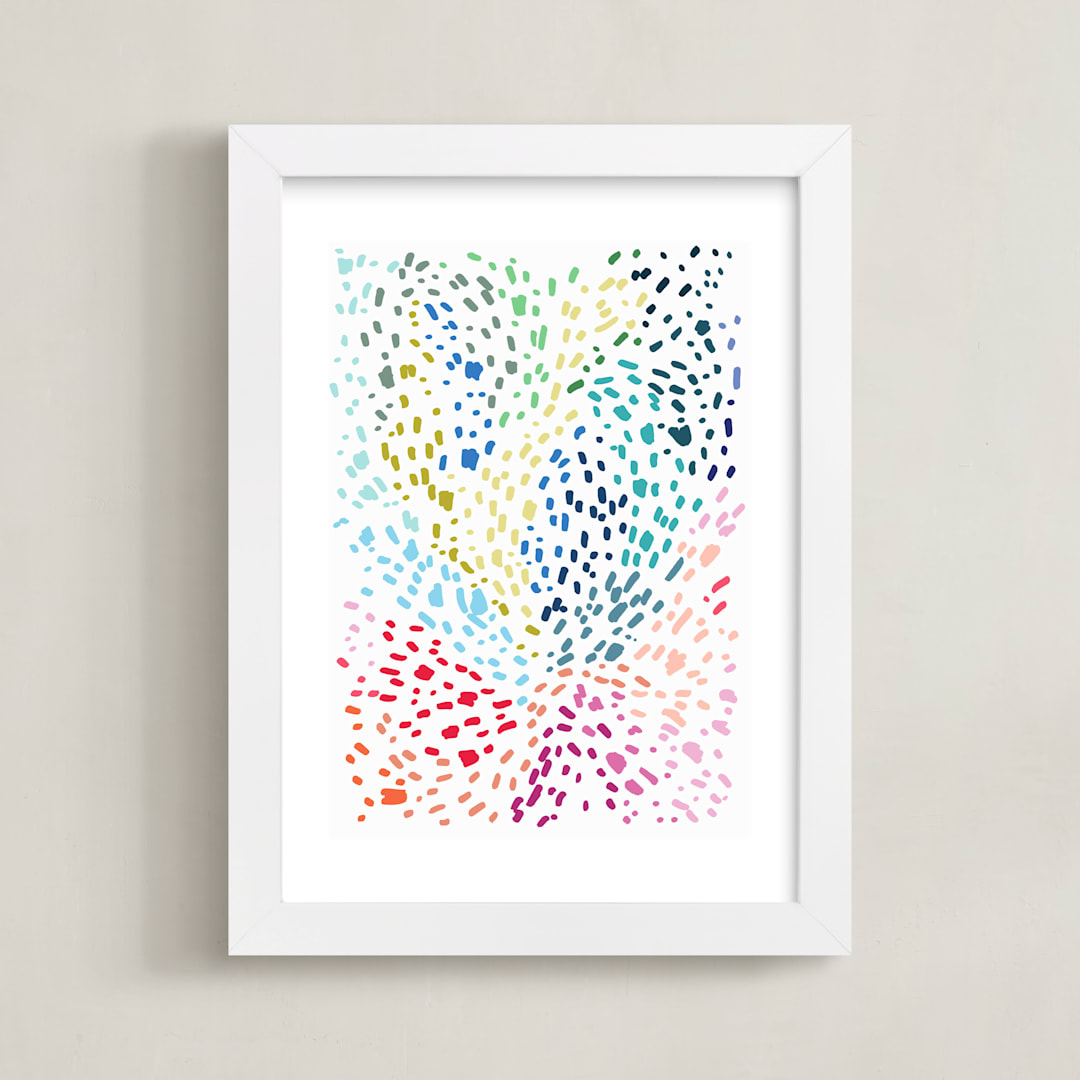 "Spots and Dots" - Art Print in Aqua by Katie Craig - Framed