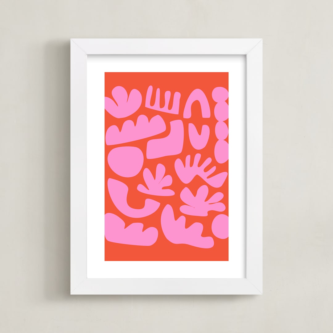 "Simple Play" - Art Print in Ruby Orange by Beth Vassalo - Framed
