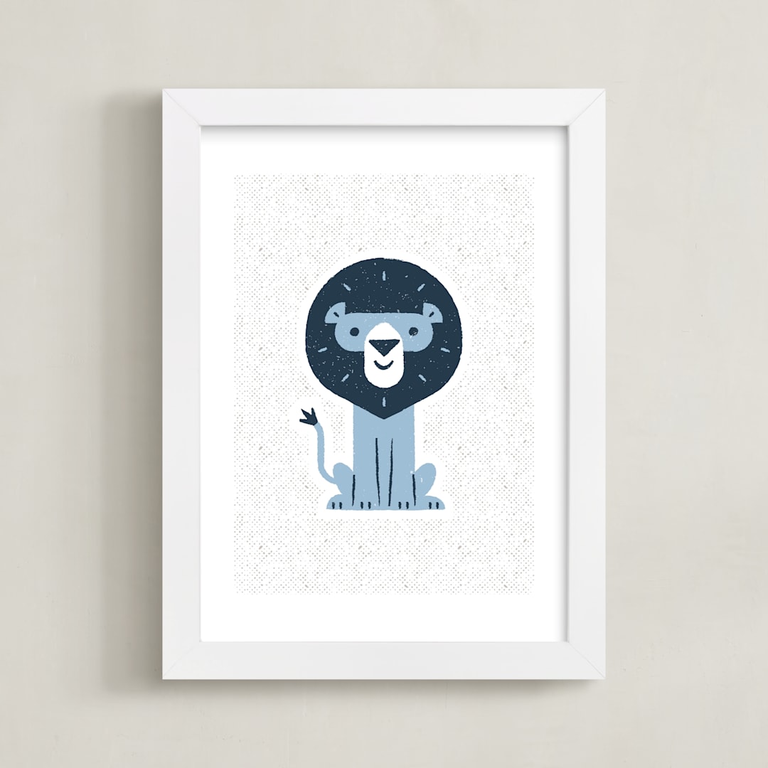 "mr LION" - Art Print in Raindrop by Bob Daly - Framed