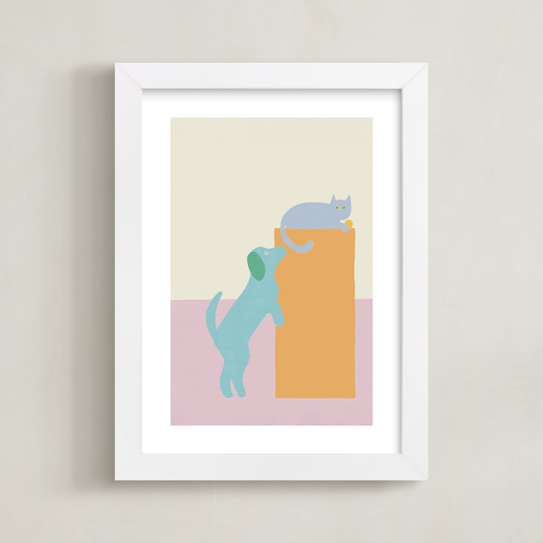 "Friend or Foe" - Art Print in Pastel Party by Inkblot Design - Framed