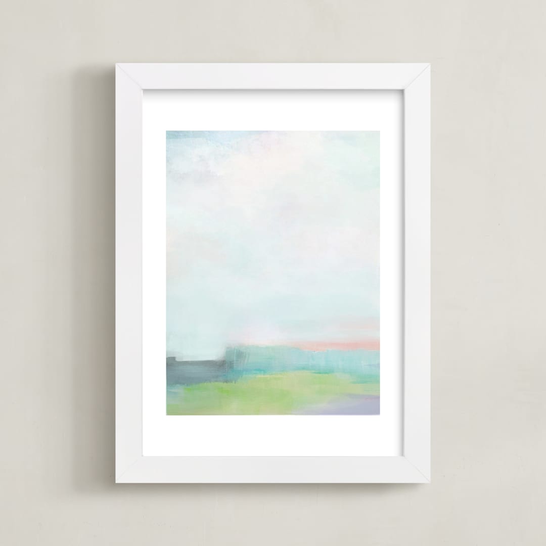 "Spring Brook" - Art Print in spring blue by AlisonJerry - Framed