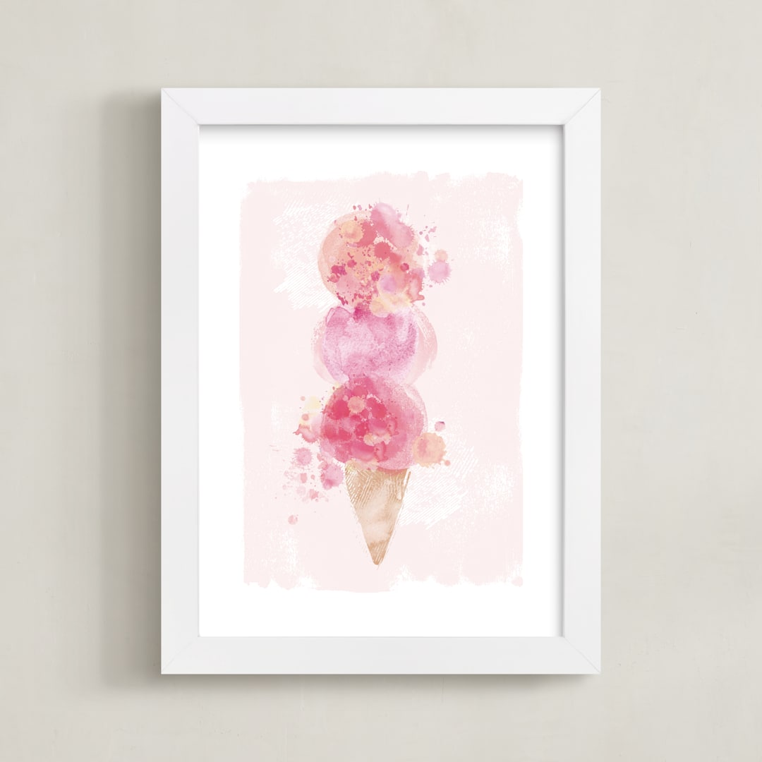 "mermaid scoops" - Art Print in berries by silverscreen studio - Framed