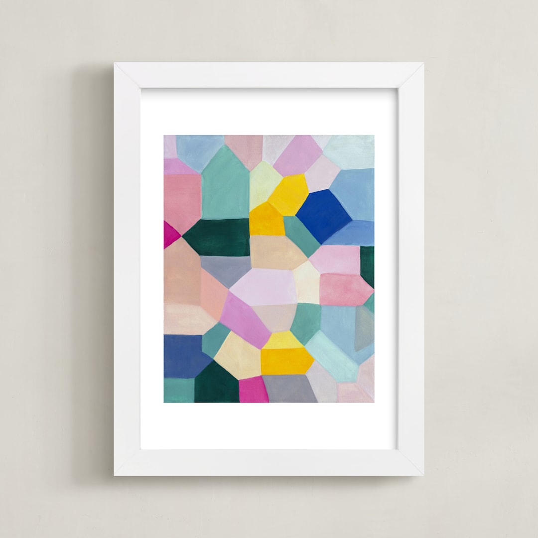 "Safe as houses" - Art Print in peach by raven erebus - Framed