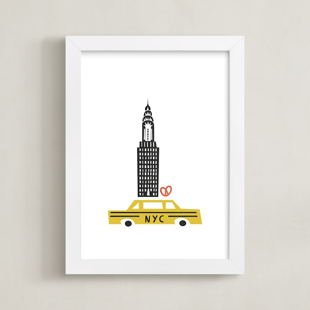 "NYC" - Art Print in New York Taxi Cab by Nazia Hyder - Framed
