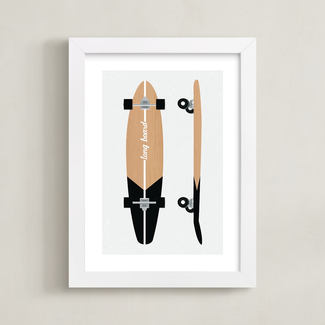 "Long Board" - Art Print in Black by Itsy Belle Studio - Framed