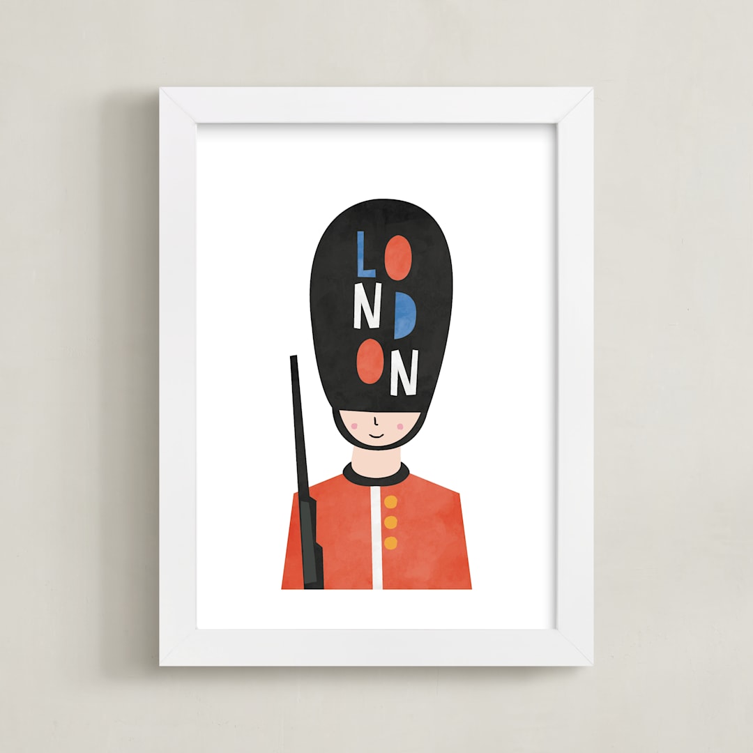 "Royal Guard" - Art Print in Royal Red by Nazia Hyder - Framed