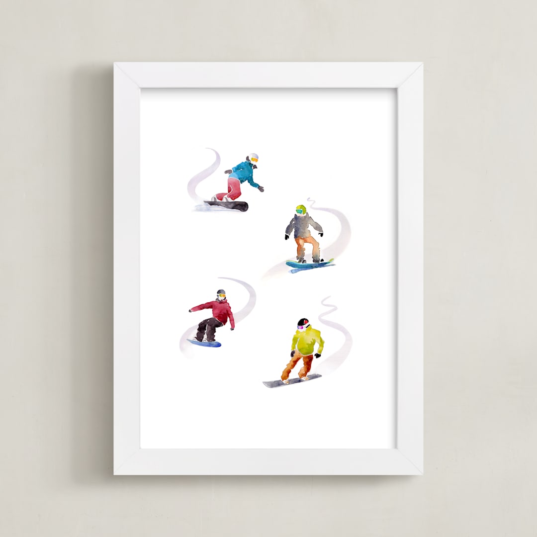"The Boarders" - Art Print in Fresh Snow by Haley Mistler - Framed
