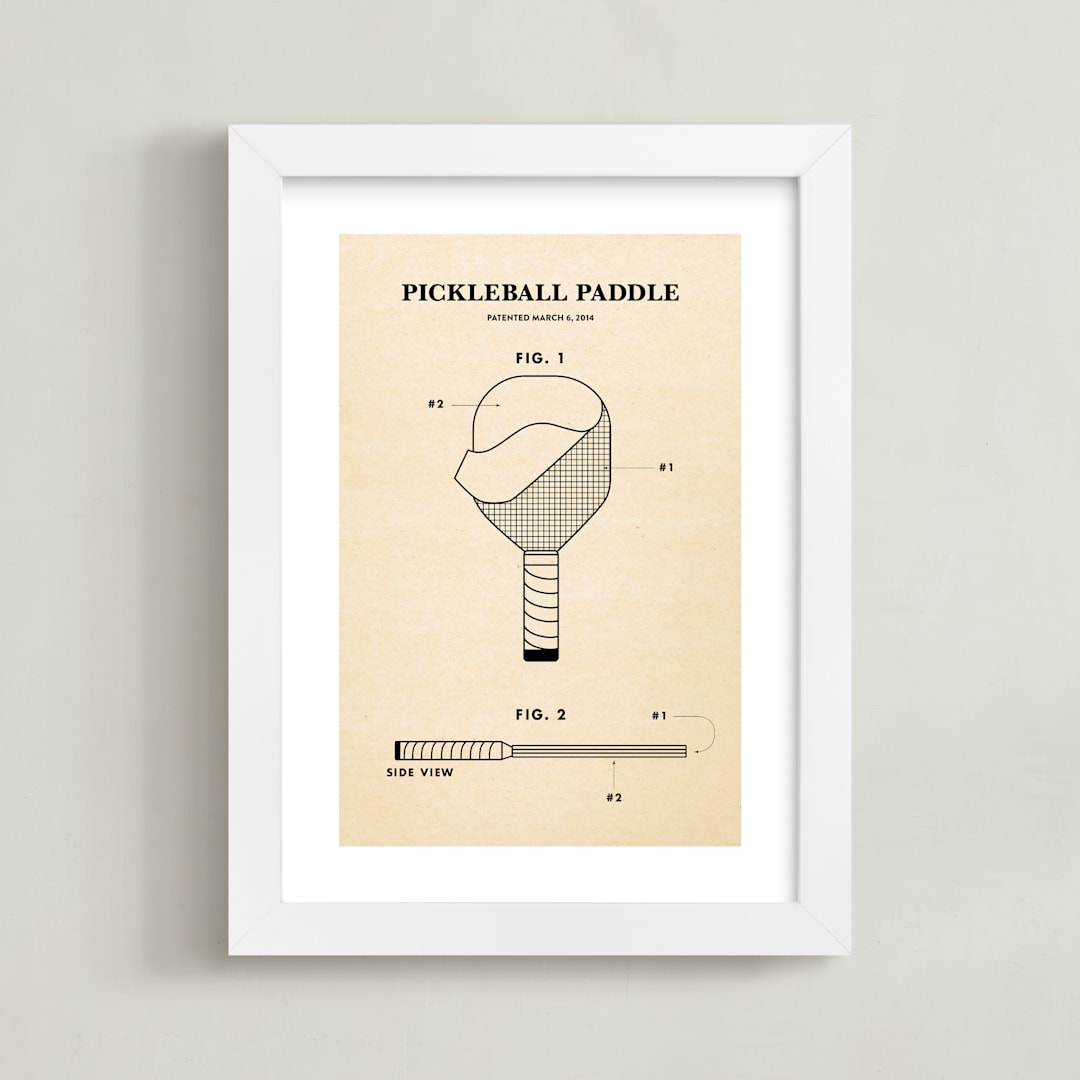 "Pickleball Posters 2" - Art Print in Backhand Black by Jayne Alfieri - Framed