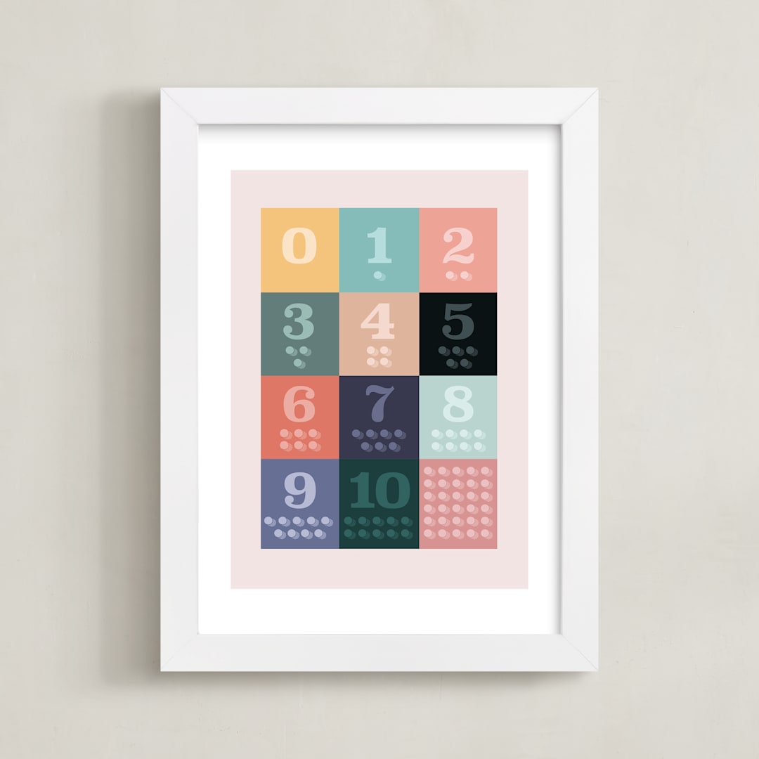 "1, 2 , 3, Oh I See! Count Along Numbers" - Art Print in Rainbow Sorbet by Karyna Amador Design - Framed
