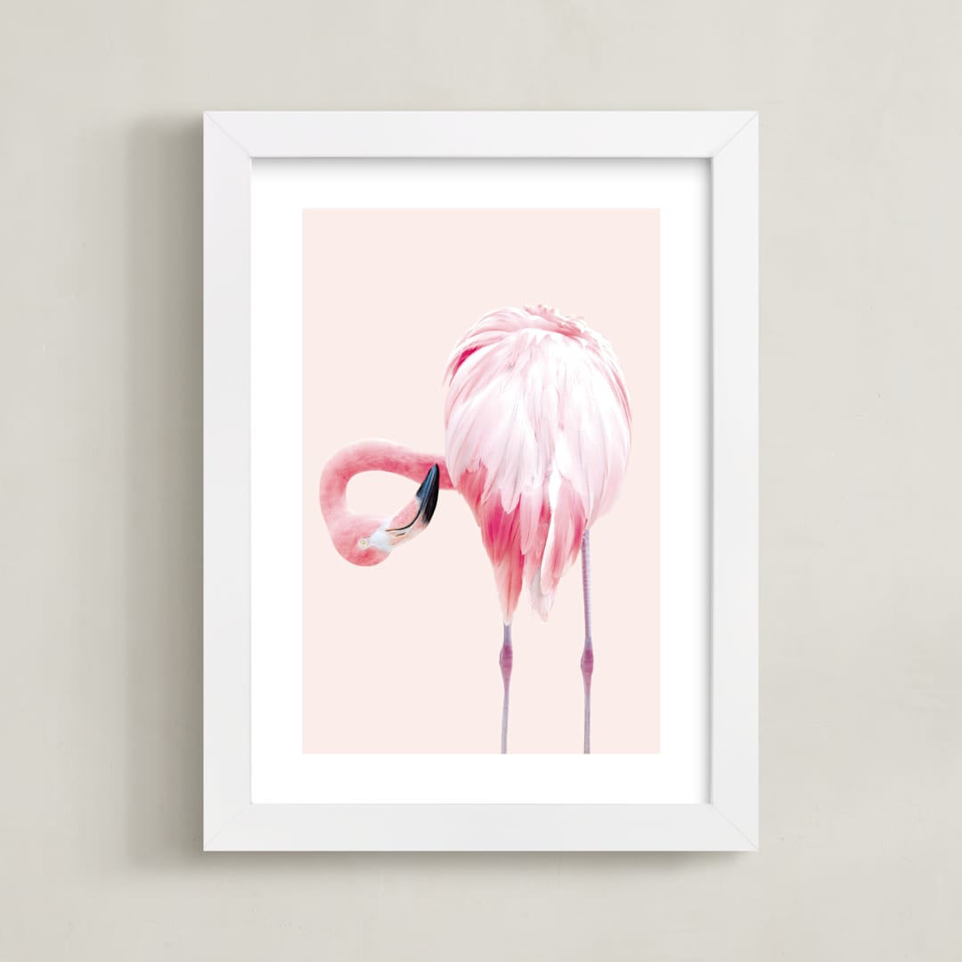 "PINK 2" - Art Print in Flamingo Pink by Rega - Framed