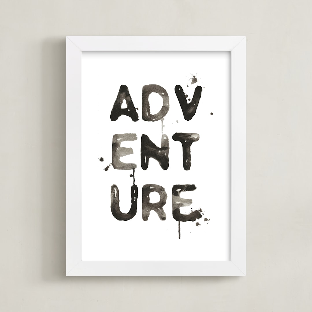 "Adventure" - Art Print in Black by Kelsey McNatt - Framed