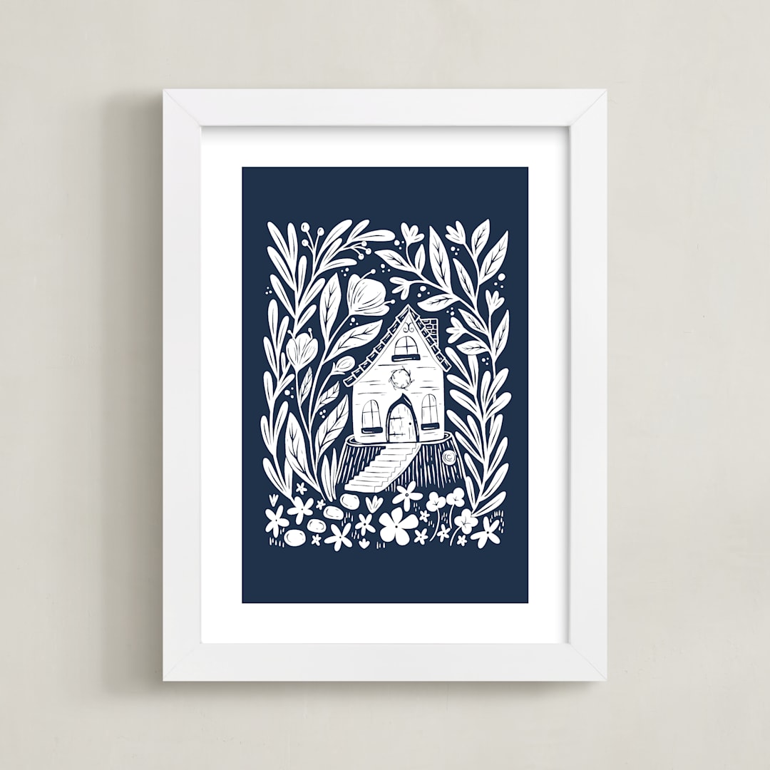 "Fairy House" - Art Print in Midnight by Kristen Knechtel - Framed