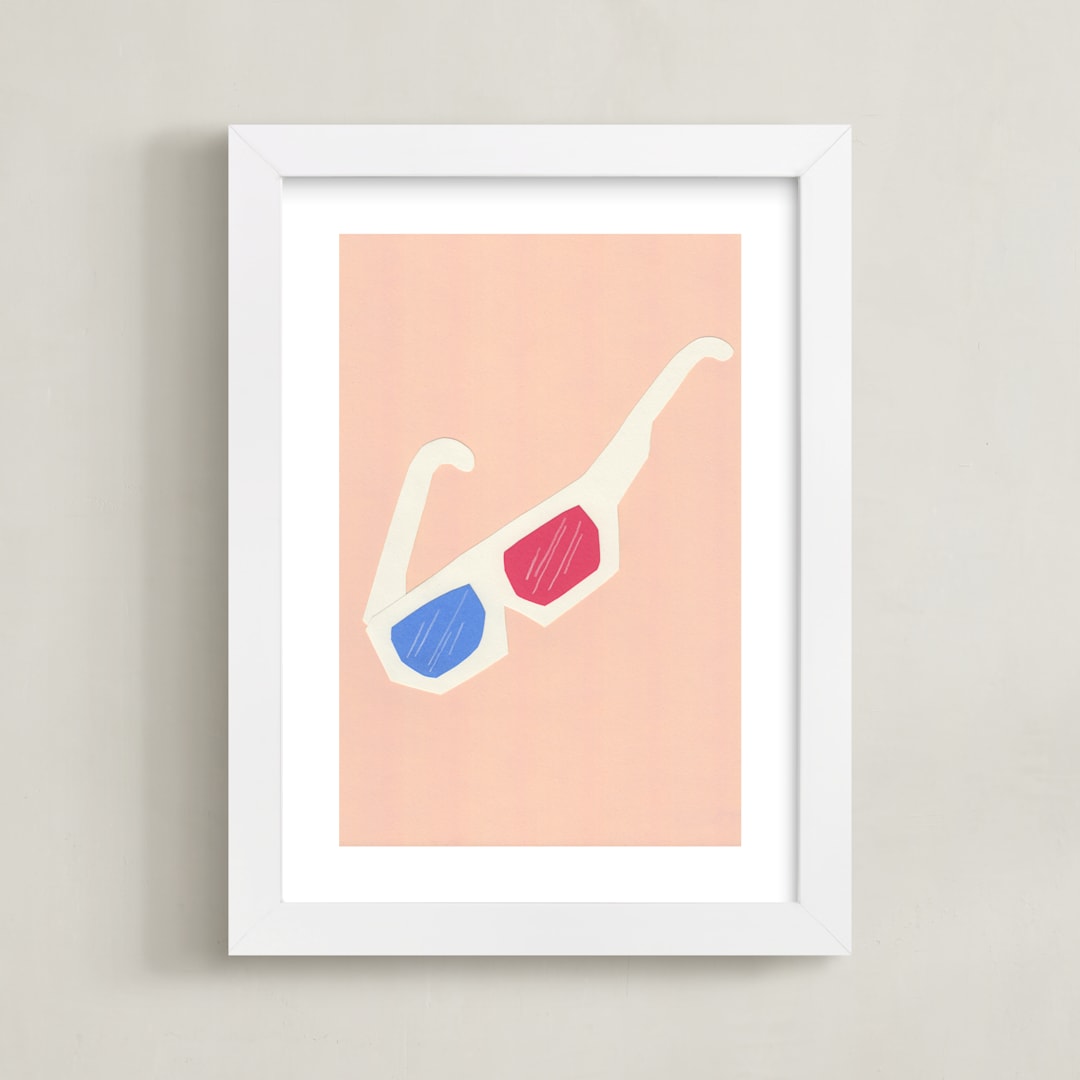 "3-D glasses" - Art Print in Retro Pink by Elliot Stokes - Framed