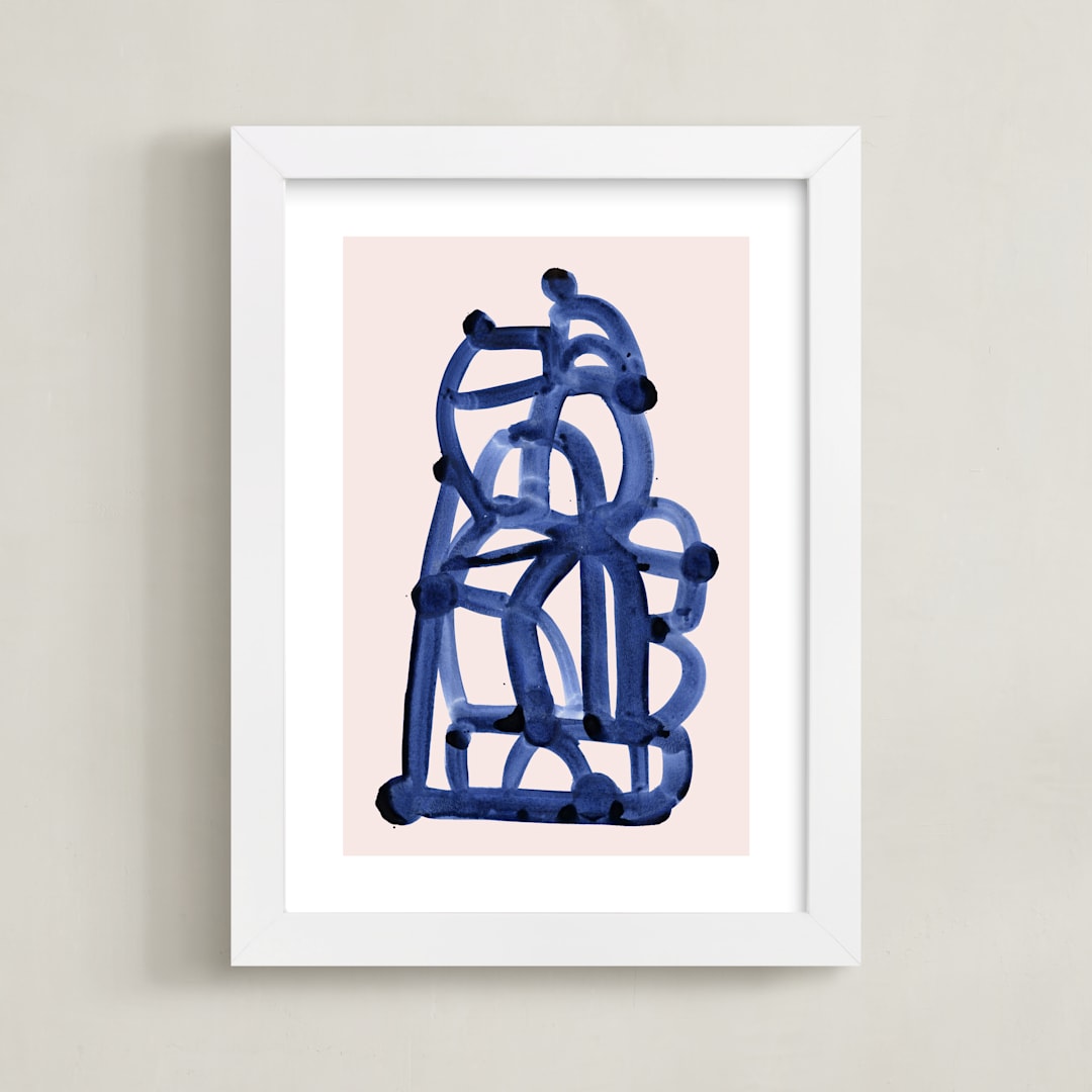 "Cloud Knots" - Art Print in Navy by Carol Barber - Framed