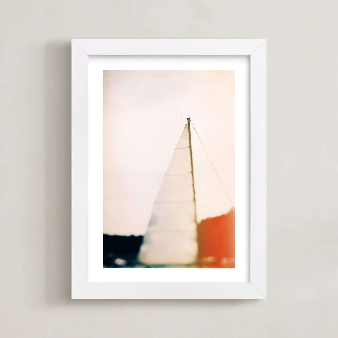 "Sunset Sail" - Art Print in Orange by ALICIA BOCK - Framed