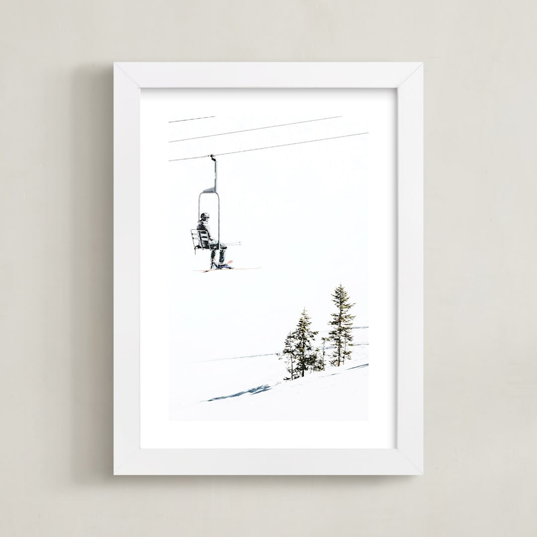 "skier" - Art Print in freestyle blue by Alicia Abla - Framed