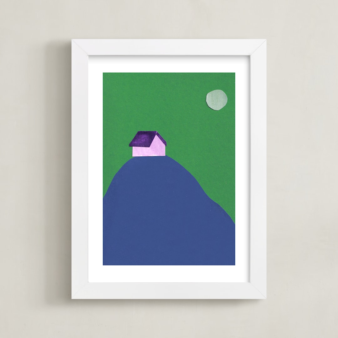 "Dia y Noche II" - Art Print in Blue, Green, Purple by Marta Crea - Framed
