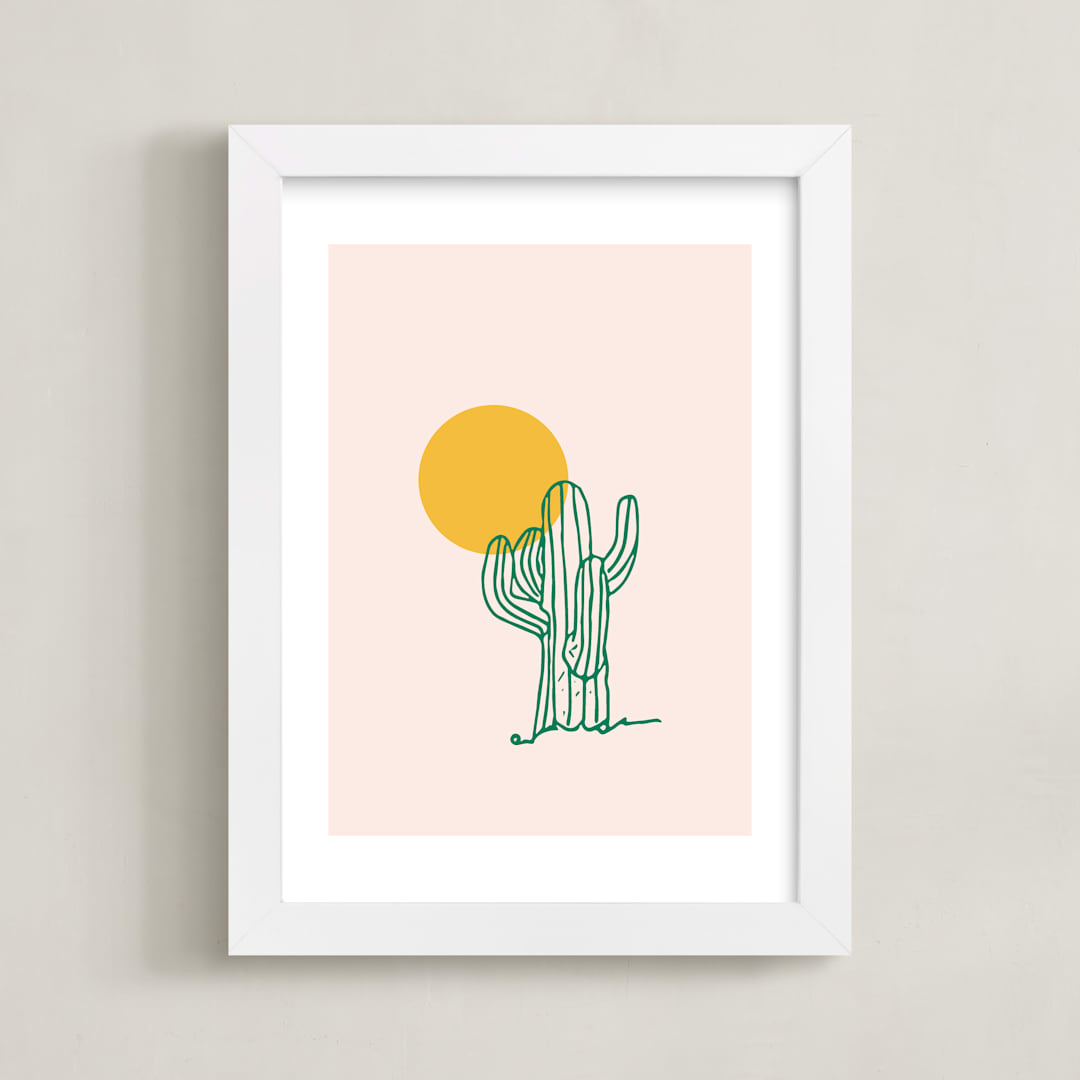 "Saguaro I" - Art Print in Blush by Erika Firm - Framed
