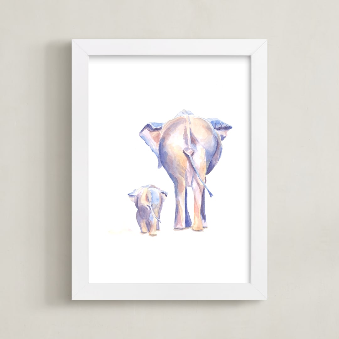 "Big and Little 3" - Art Print in cool beige by Stacey Brod - Framed