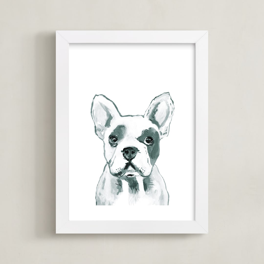 "Hey Mr. Dog" - Art Print in Nickel by Makewells - Framed