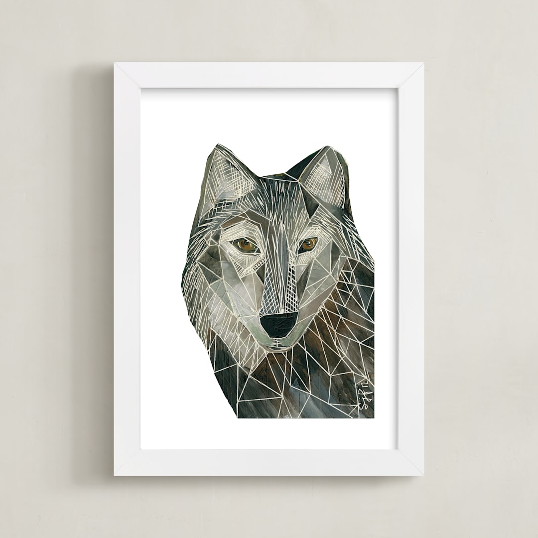 "Senor Wolf" - Art Print in Shadow by Sarah Fitzgerald - Framed