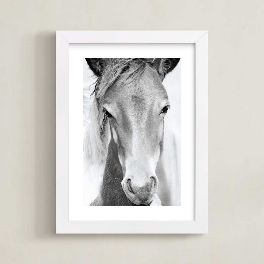 "Wild and free." - Art Print in Charcoal by Dawn Smith - Framed