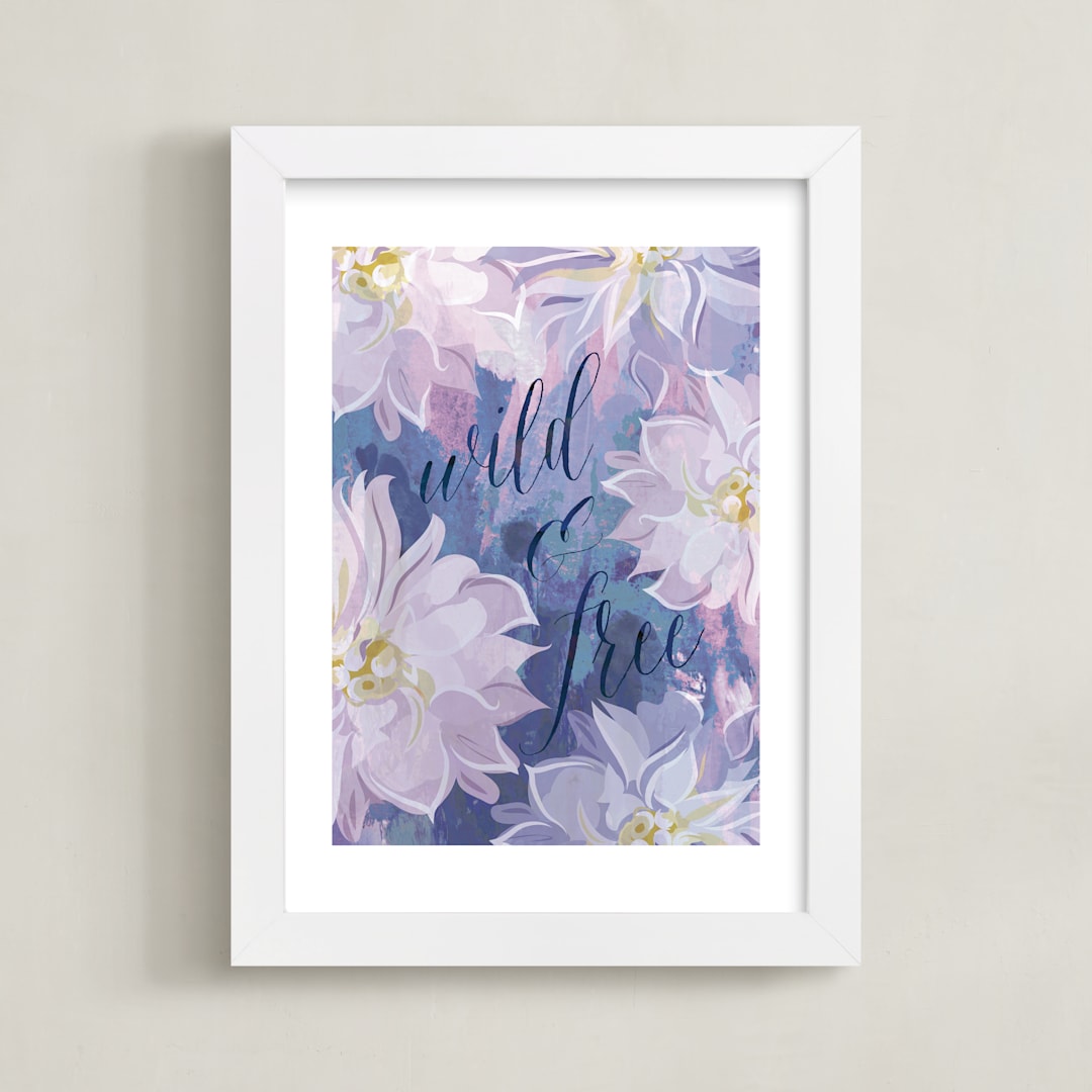 "Free & Wild" - Art Print in Dahlia by Susan Moyal - Framed
