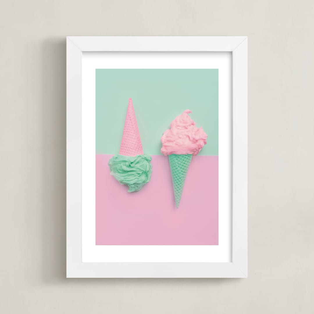 "Two Cones" - Art Print in Mint by Chill Day Studio - Framed