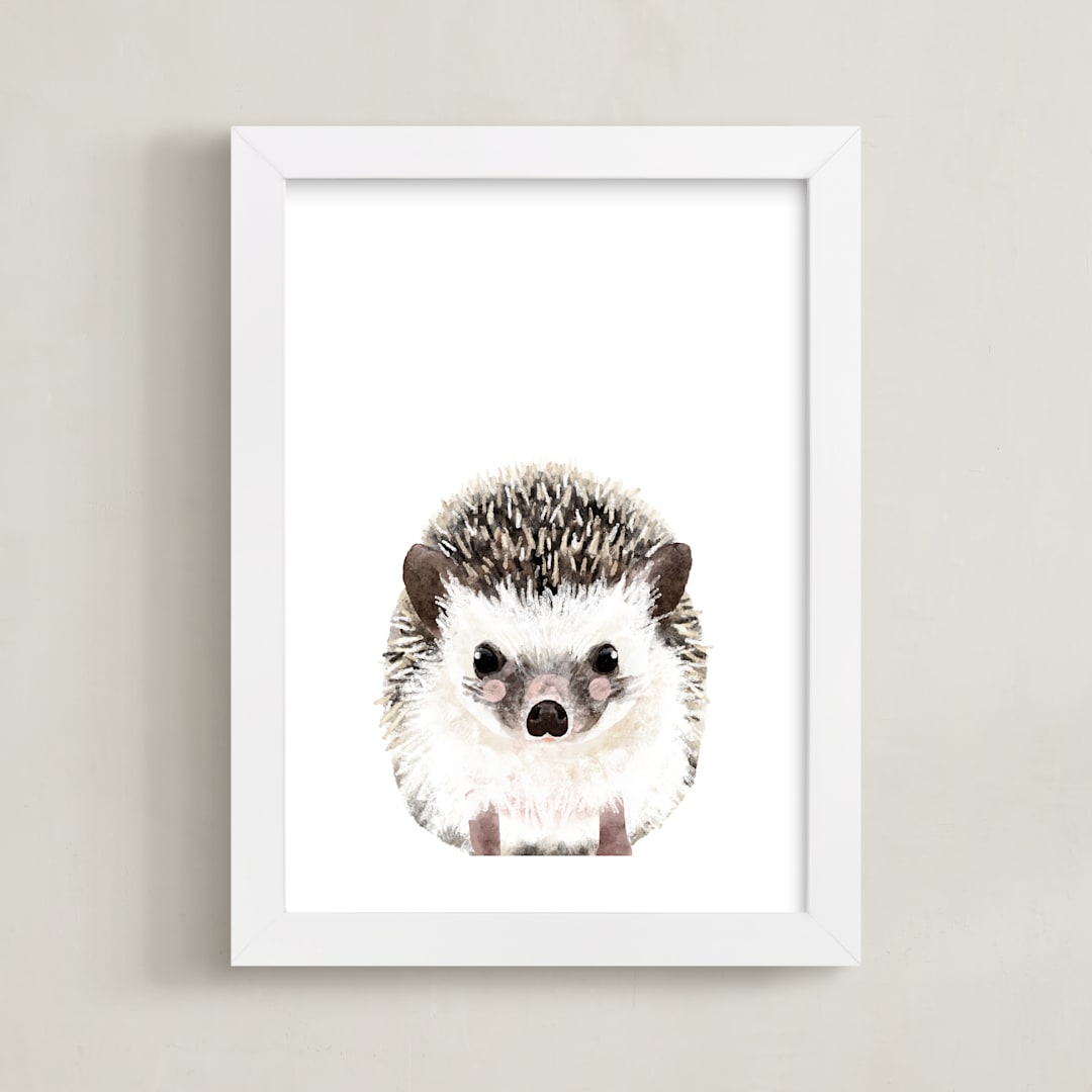 "Baby Hedgehog" - Art Print in coco by Cass Loh - Framed