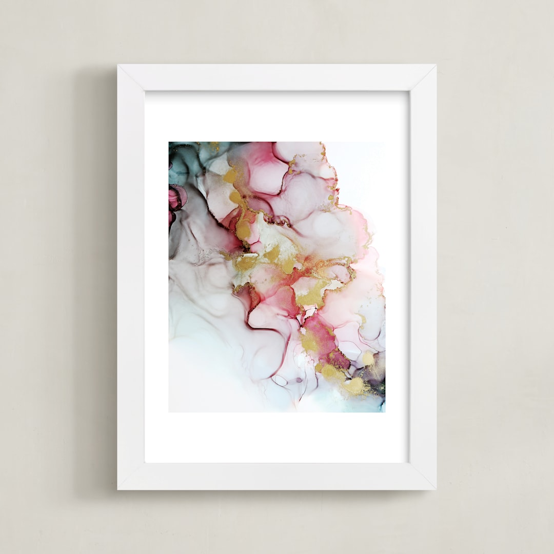 "Dreaming 2" - Art Print in Coral by Kathy Par - Framed