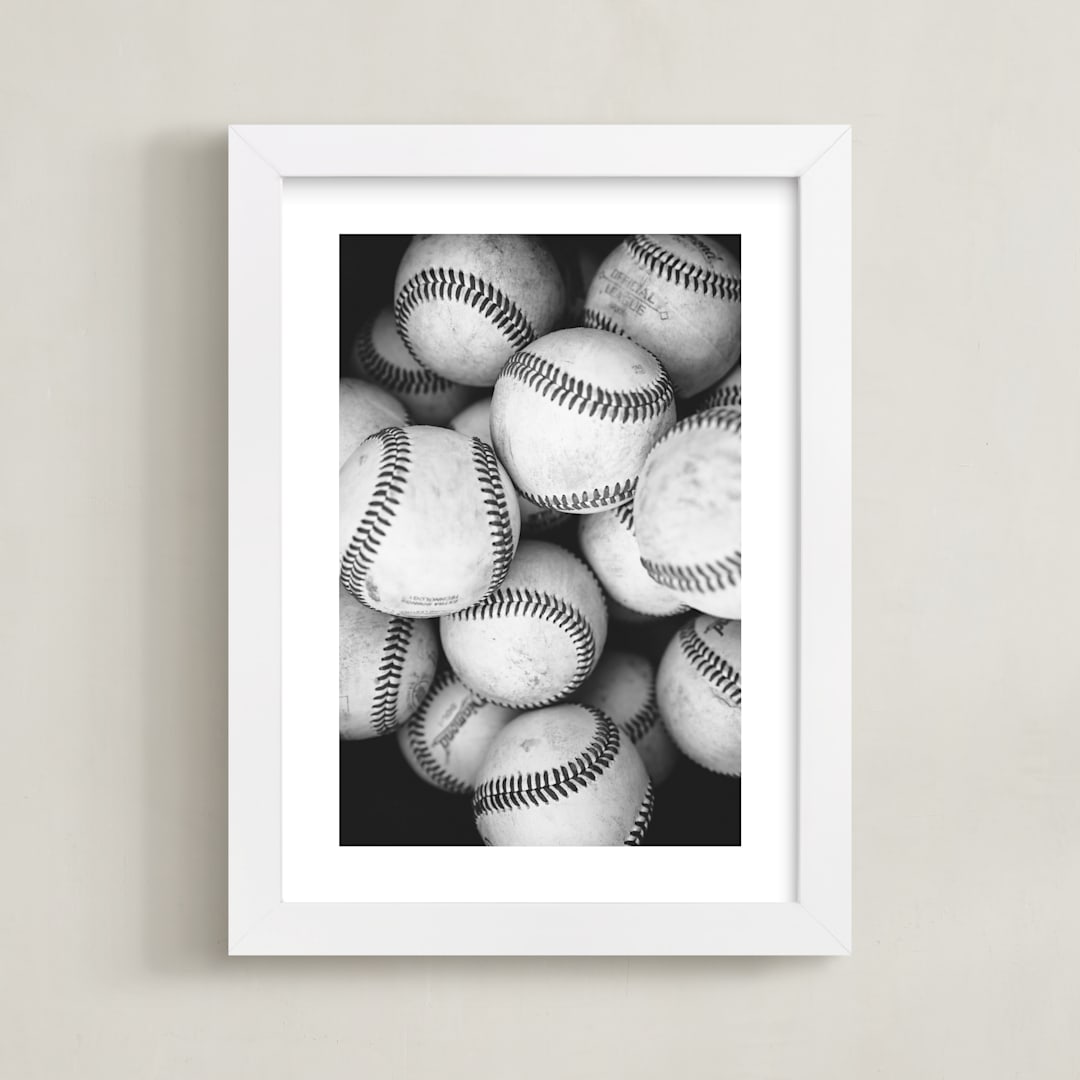 "Play Ball" - Art Print in Black by Kamala Nahas - Framed