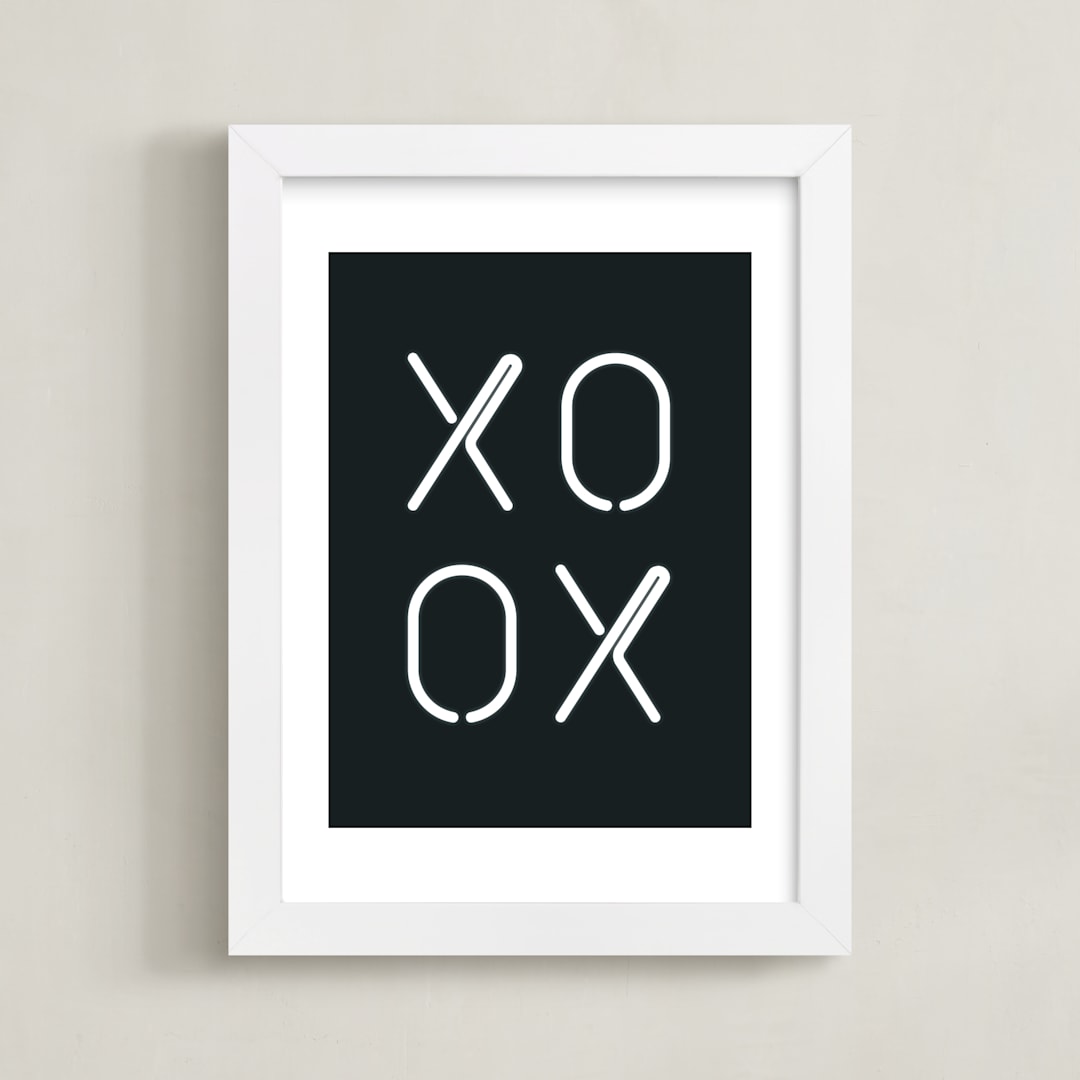 "Neon Series II: XOXO" - Art Print in white by AK Graphics - Framed