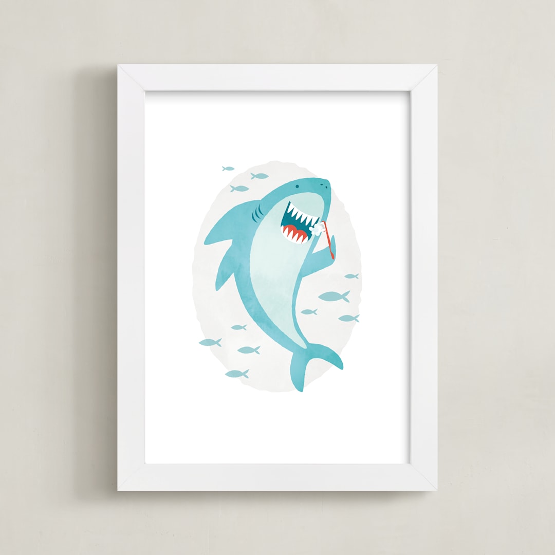 "great white teeth" - Art Print in Ocean by Susan Asbill - Framed