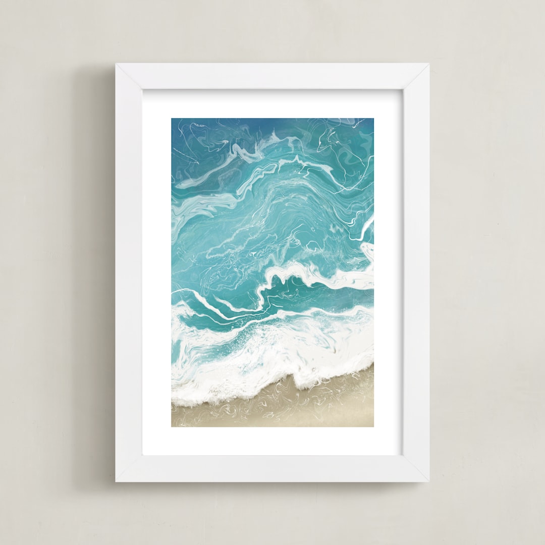 "Incoming Tide" - Art Print in Turquoise by Paula Pecevich - Framed