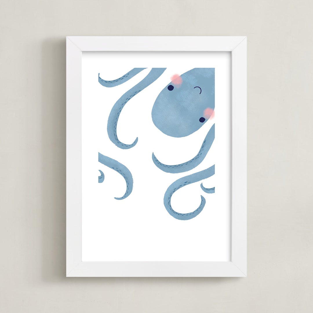 "Little Septopus" - Art Print in Ocean by Jackie Crawford - Framed