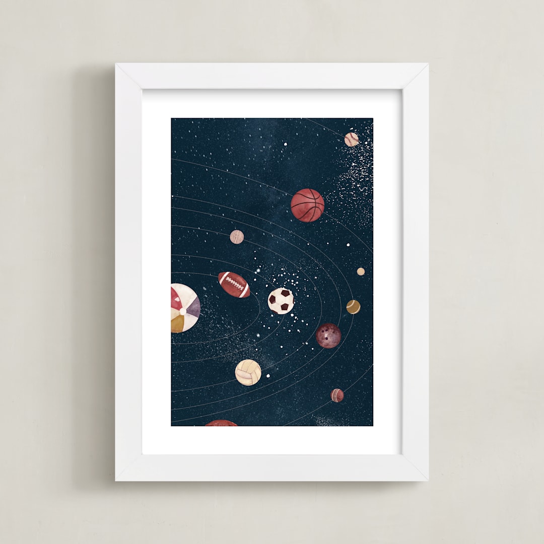 "Sports In Space" - Art Print in Space by Anna Joseph - Framed