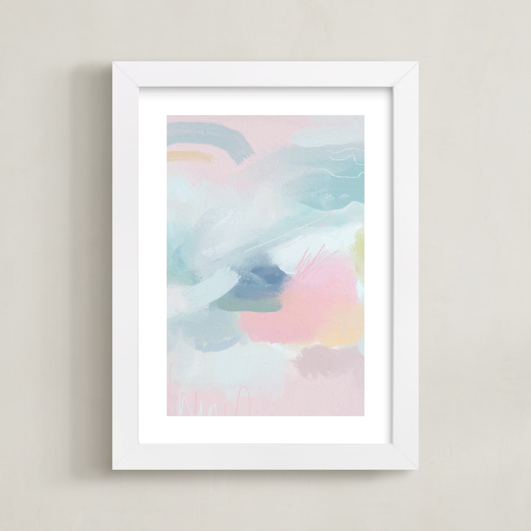 "Rainbows and Sunshine" - Art Print in Soft Pink by Lindsay Kelly Art - Framed