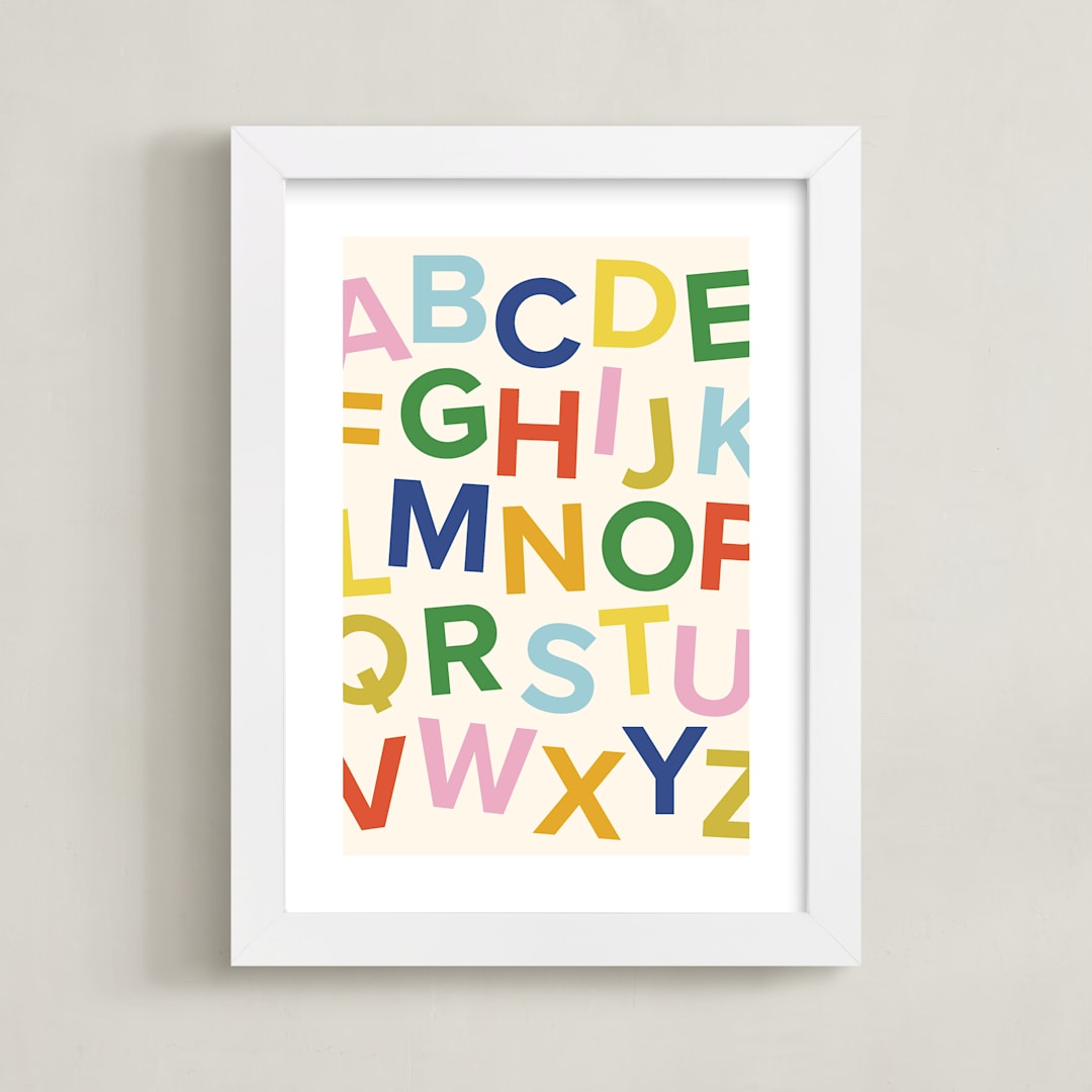 "happy alphabet" - Art Print in Rainbow by Ellen Schlegelmilch - Framed