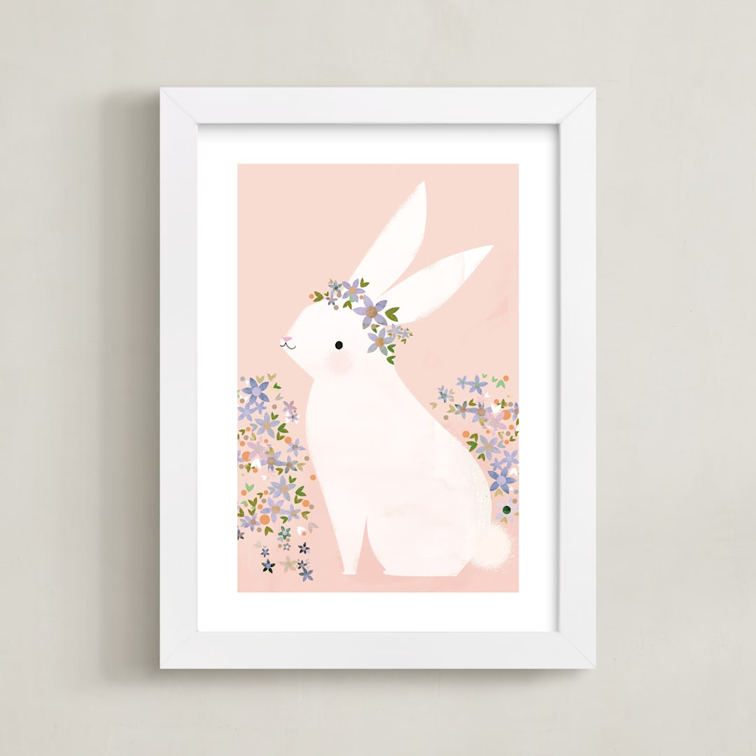 "Bunny" - Art Print in Petal by Lori Wemple - Framed