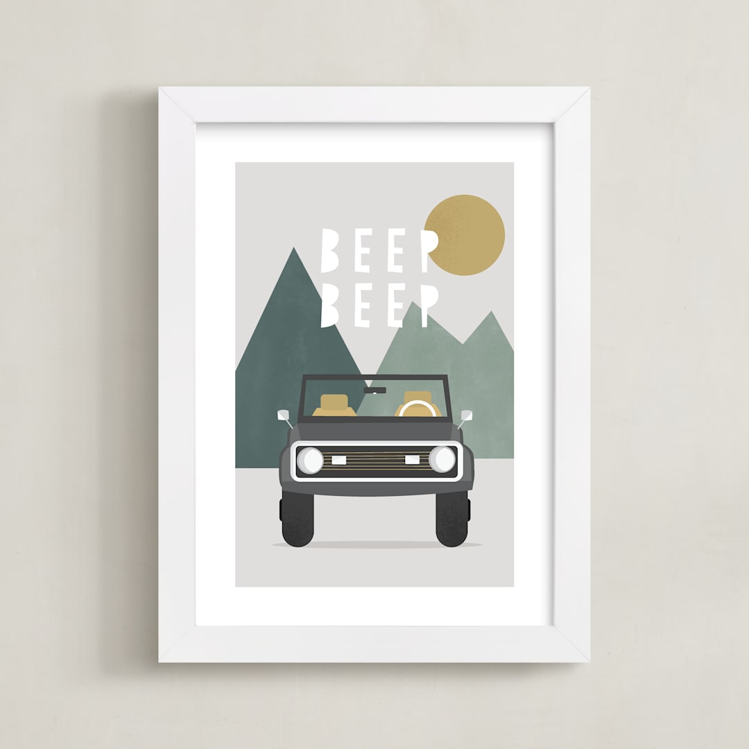"Beep Beep" - Art Print in Forest by Christie Garcia - Framed